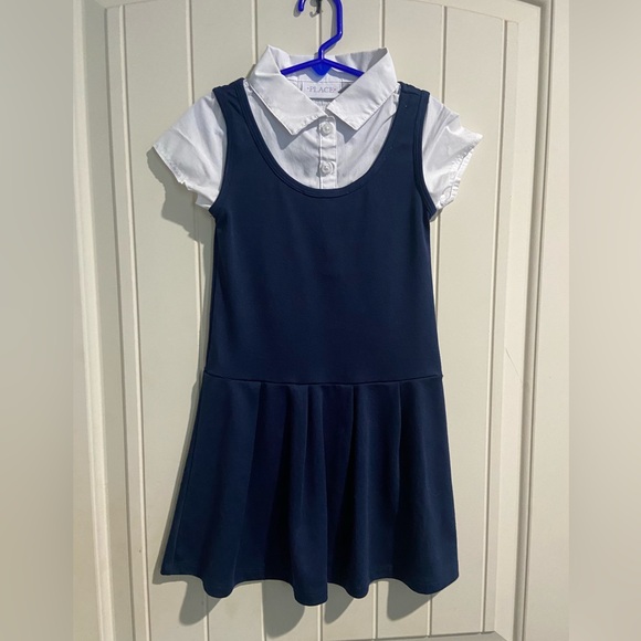 Girls Children’s Place uniform Ponte Knit 2 in 1 Dress Tidal size 5/6 - Picture 1 of 2